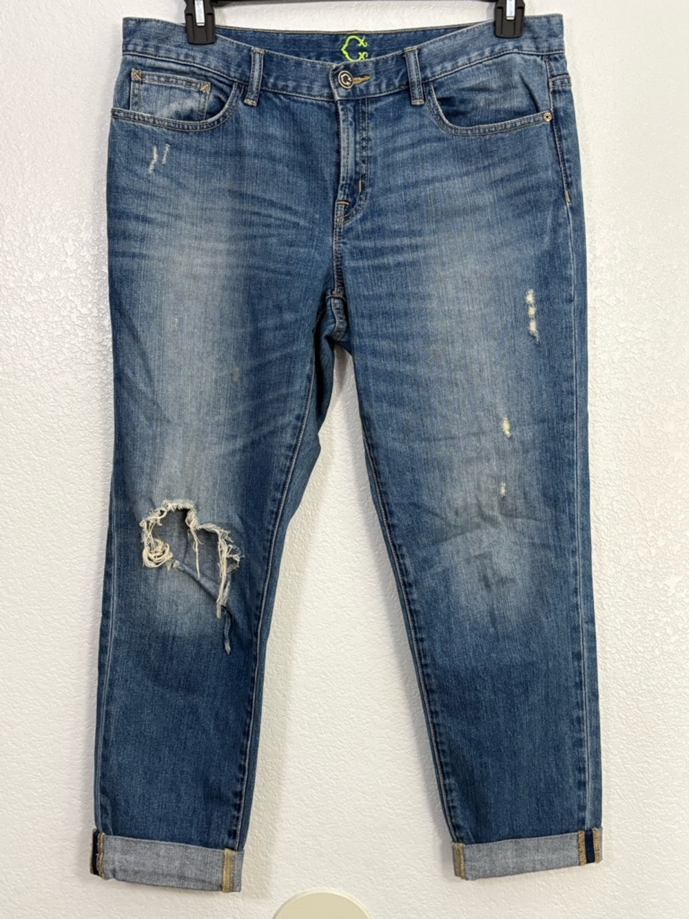 C. Wonder Modern Boyfriend Jeans Cuffed Busted Knee Relaxed Fit